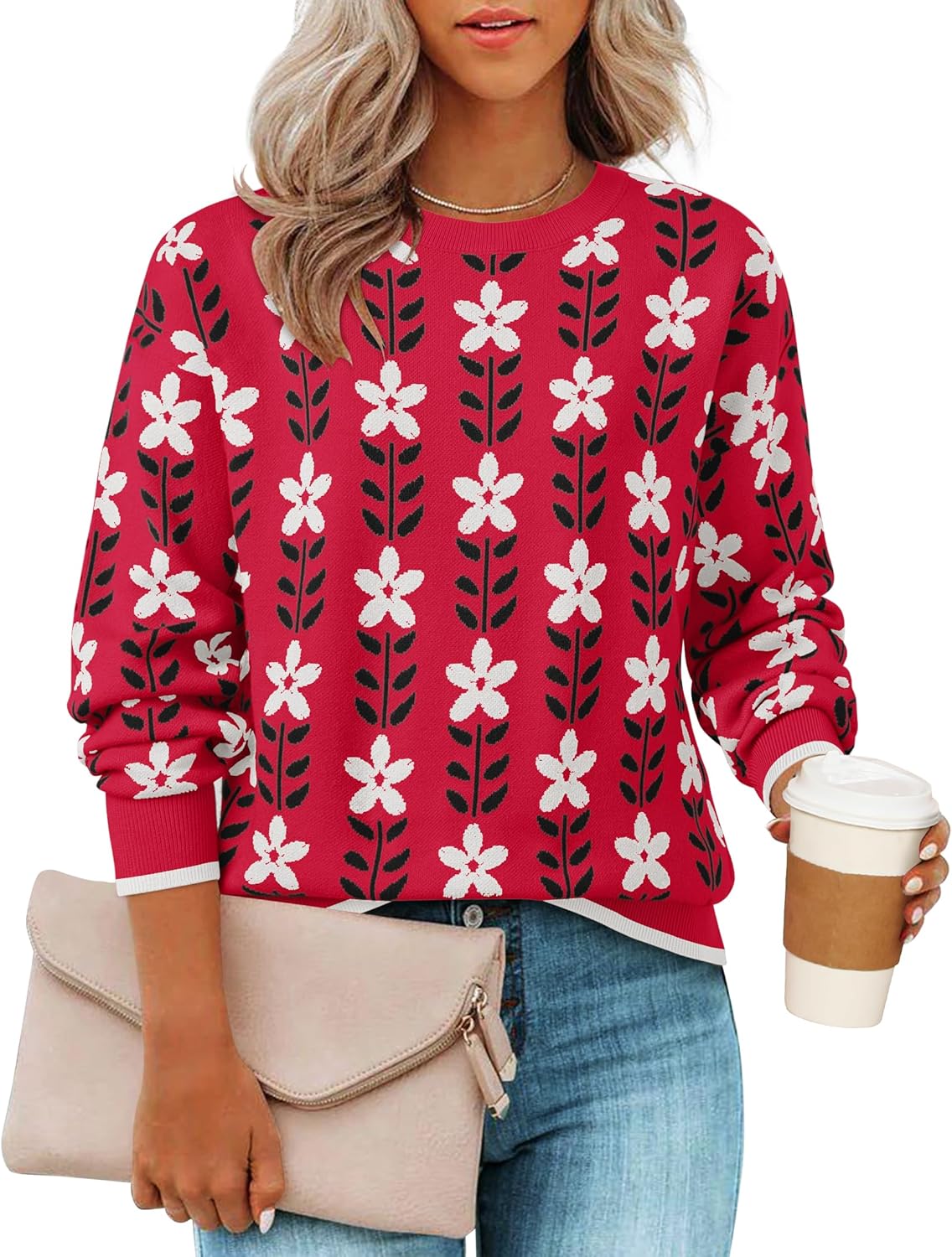 ZESICA Women's Long Sleeve Crewneck Sweater for Fall Style