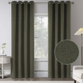 Dark Olive Green Linen 100% Blackout Curtains 84 in - Room Darkening