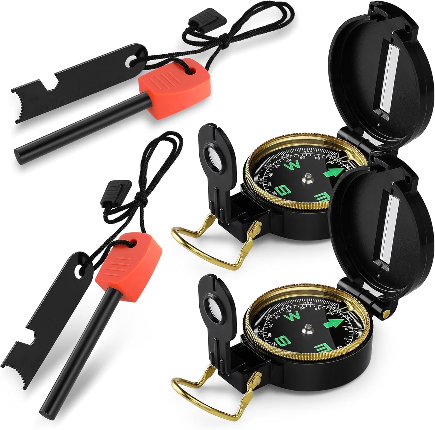 Mossy Oak 4PC Compass & Fire Starter Set - Survival Essentials