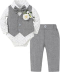 Coco&RARA Baby Boy Suit Set - Formal 5pc Infant Gentleman Outfit