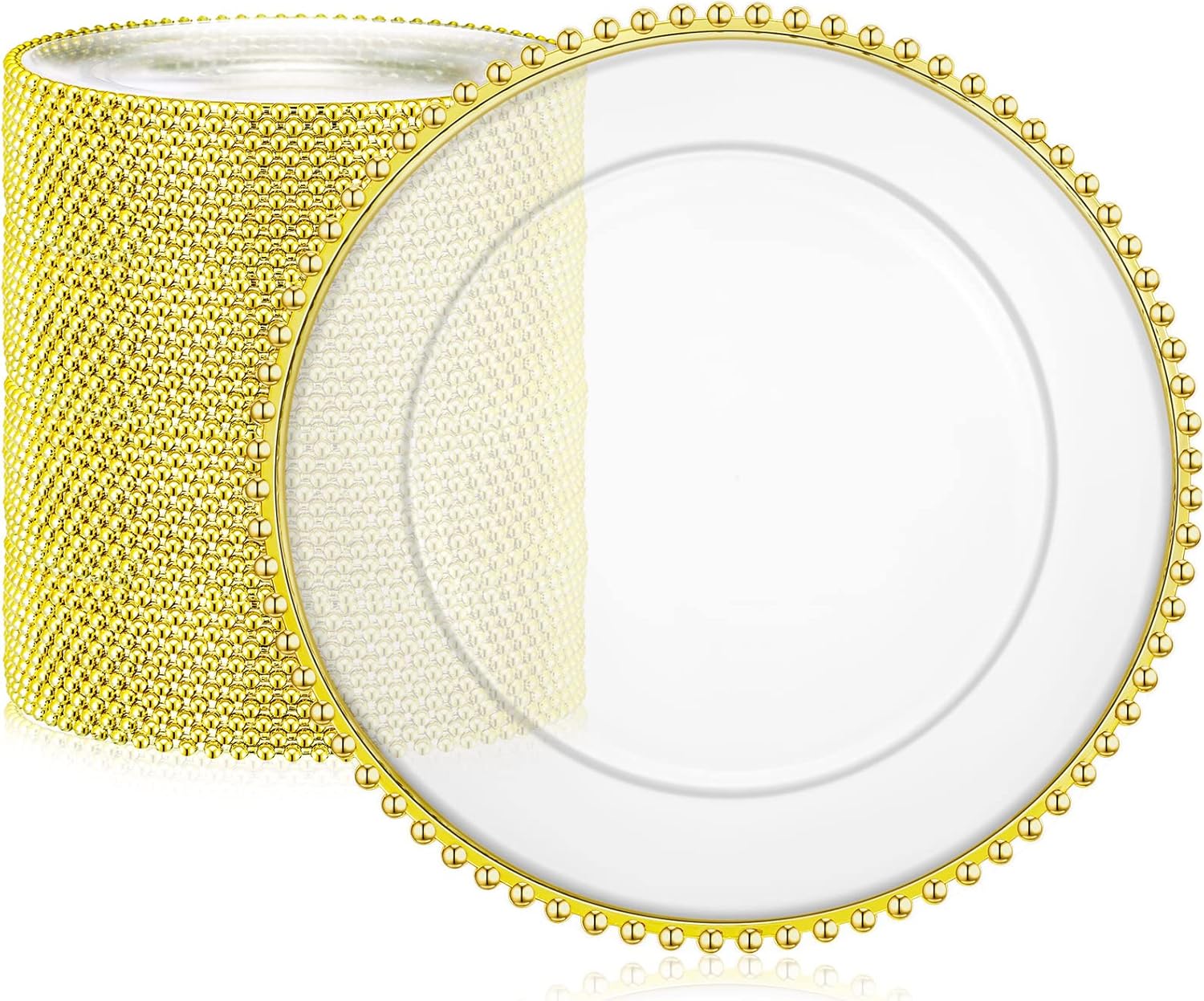 Stylish 13 Clear Beaded Charger Plates (Set of 50) - Ideal for Party Tables