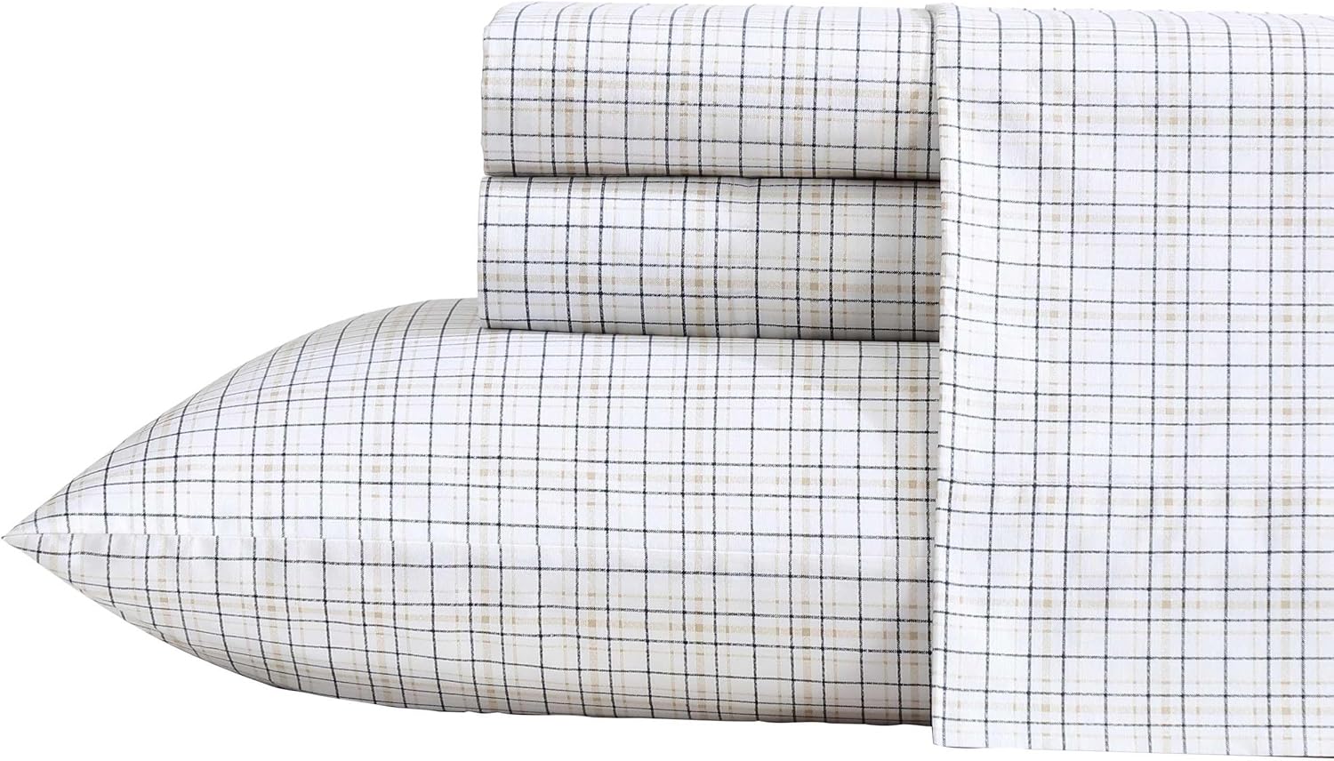 Nautica Queen Sheets Set - Premium Cotton Percale Plaid Bedding