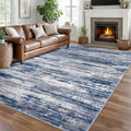 Navy Blue Gray Neutral Multi 8x10 Modern Abstract Area Rug - Soft