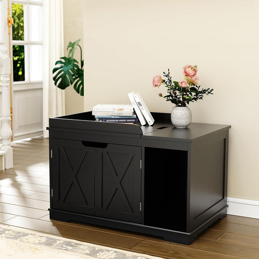 Flip Top Cat Litter Box Enclosure for Modern Homes and Kitties