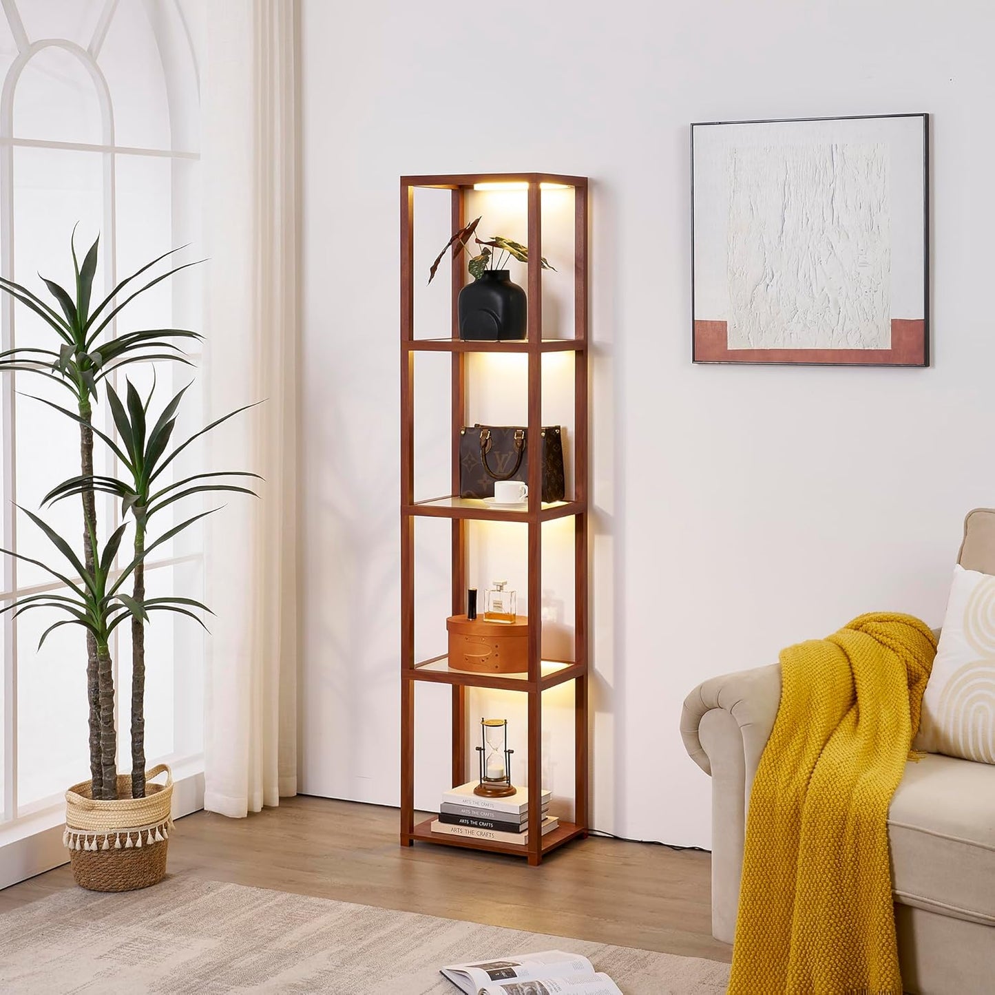 FENLO LED Display Shelf Unit with Dimmable Light for Home