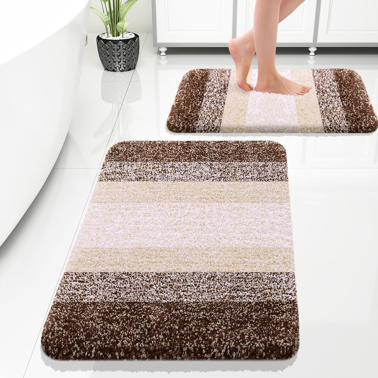 OLANLY Bathroom Rug Set - Soft Absorbent Microfiber Mats