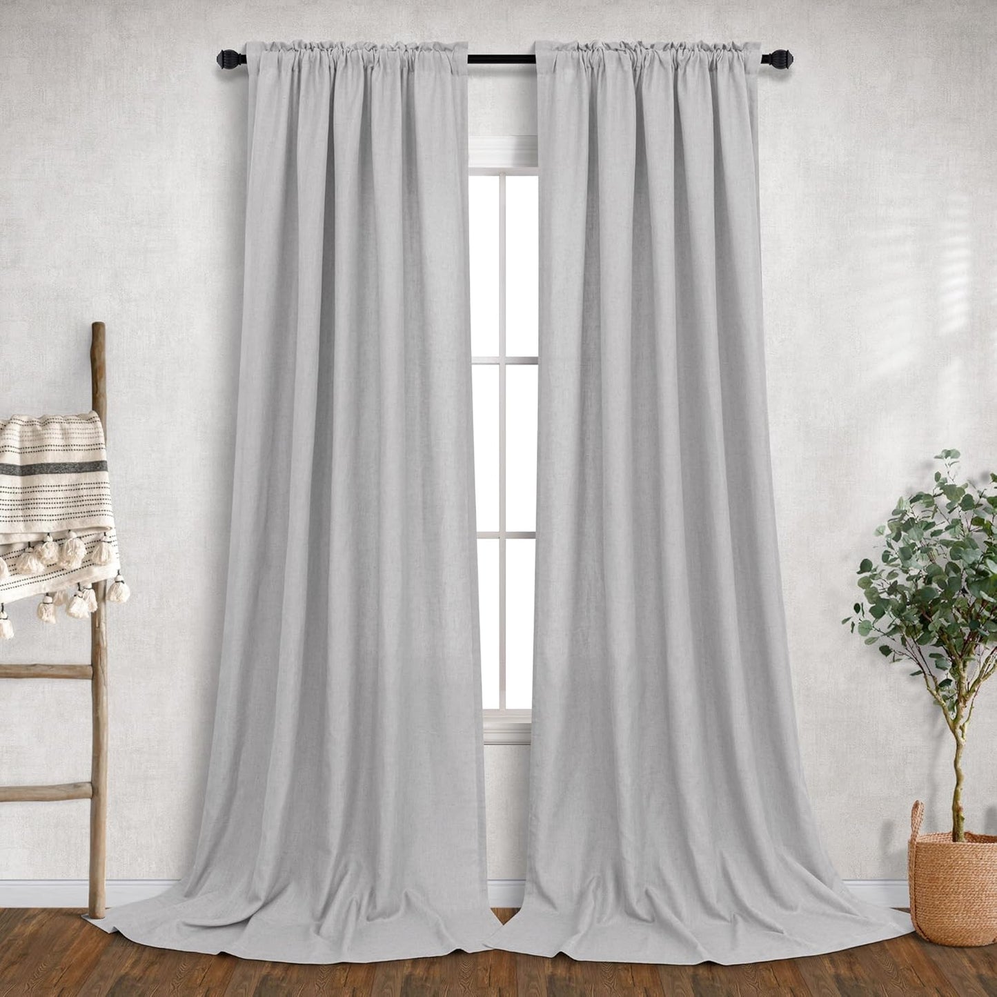 102 Inch Light Filtering Semi Sheer Curtains for Living Room