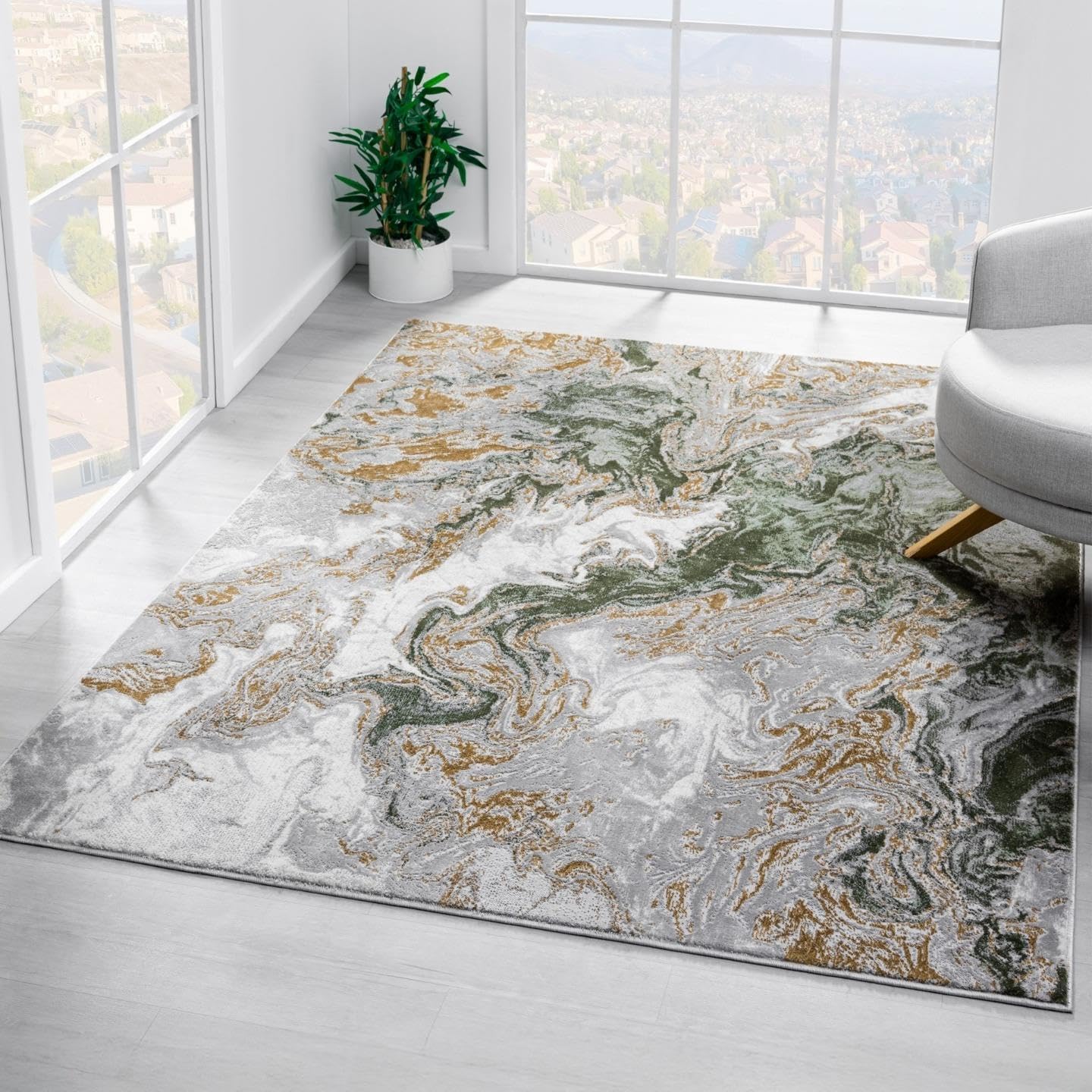 LUXE WEAVERS Marble Swirl Abstract Area Rug for Modern Spaces
