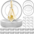 50-Piece Clear Beaded Charger Plates Set - Elegant Wedding & Party Decor