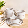 LERATIO Ceramic Dinnerware Set for 4 - Chip Resistant Vanilla White