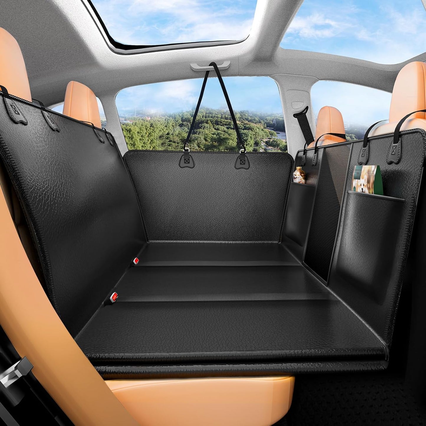 Hard Bottom Dog Car Seat Cover for Back Seat - Waterproof Protector