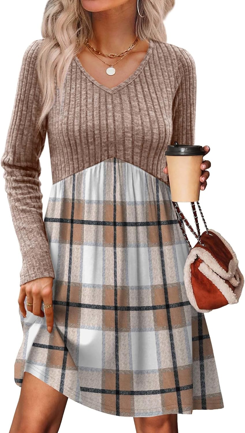 OFEEFAN Long Sleeve Sweater Dress for Fall Fashion 2025