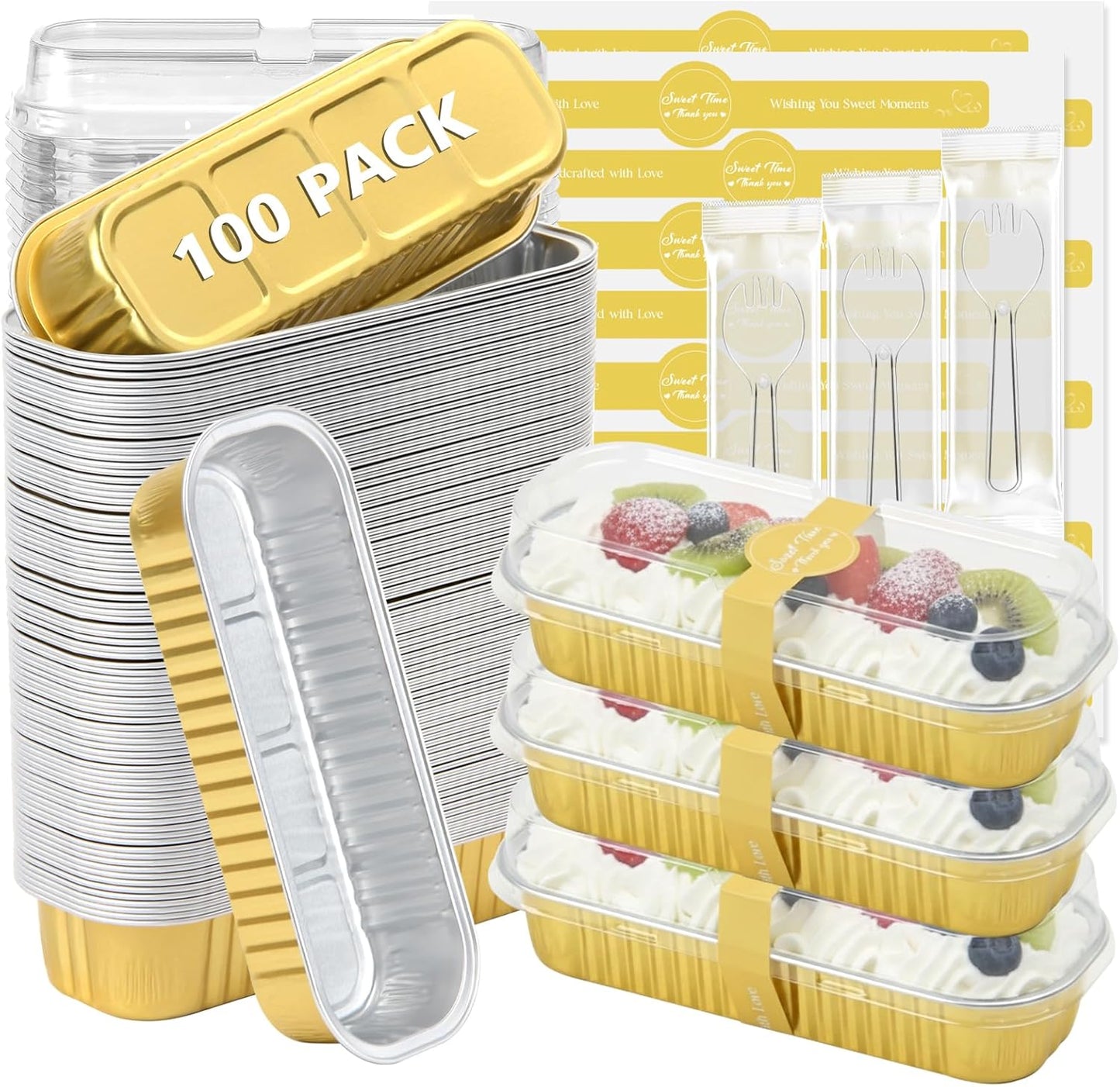 Ruckae Mini Loaf Pans with Lids and Spoons for Baking Treats
