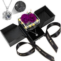Preserved Double Rose Necklace Set with I Love You Hearts - Gift