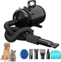 High Velocity Pet Grooming Dryer Black - 4 Nozzles & Bath Brush