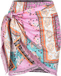 ZAFUL Slit Skirt for Women Boho Tie Side Wrap Tassel Casual Mini Skirt