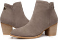Womens Ankle Boots Chunky Low Heeled Almond Toe Short Booties Clothing