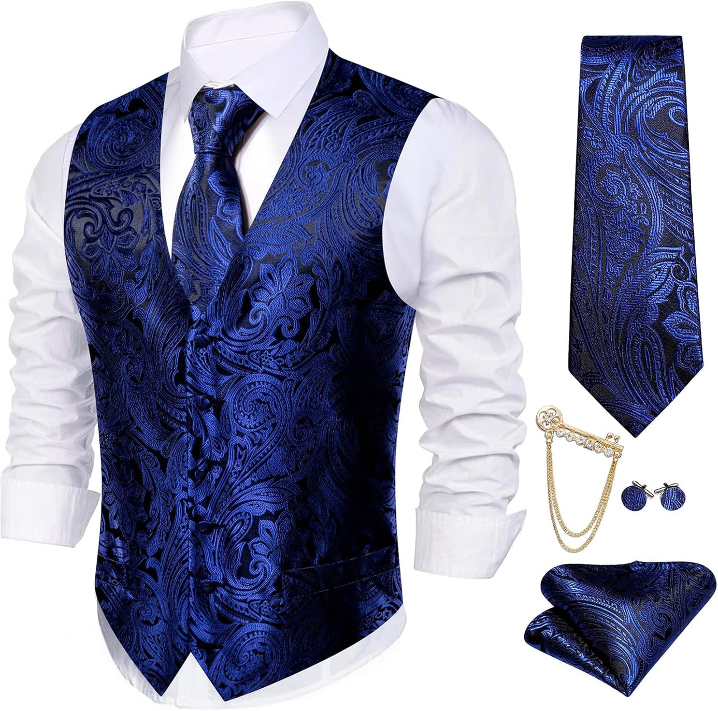 Stylish Barry.Wang Men's Suit Dress Vest Set for Any Occasion