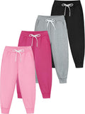 Girls Sweatpants 4 Pack Kids Active Jogger Pants - Comfortable Pull On