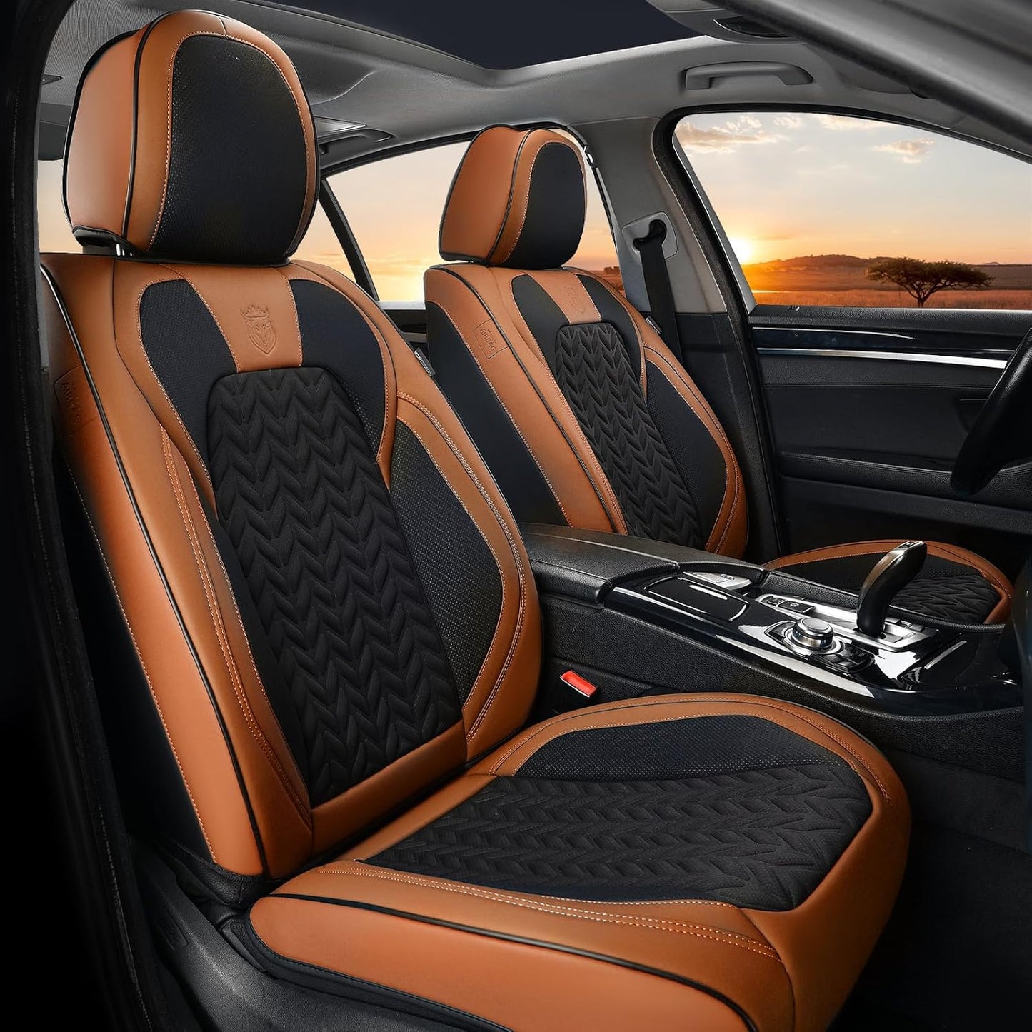 Coverado Car Seat Cover Set - Breathable Faux Leather Protection