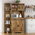 67 in Farmhouse Kitchen Pantry Cabinet with Sliding Barn Door