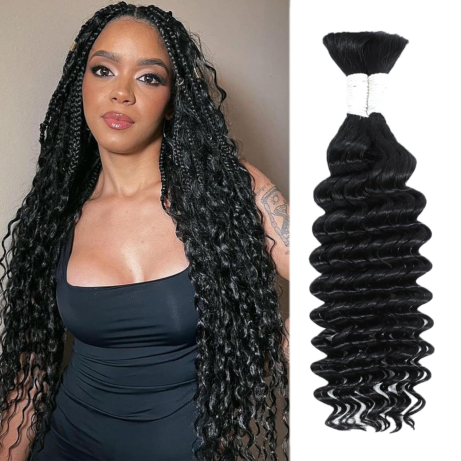 Human Braiding Hair 22 Inch Deep Water Wave for Braiding