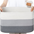 Large Woven Basket 25x16x16 108L Woven Storage Bin - Soft Cotton Rope
