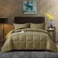 Dark Olive Queen Comforter Set - Reversible Two-Tone Comfort