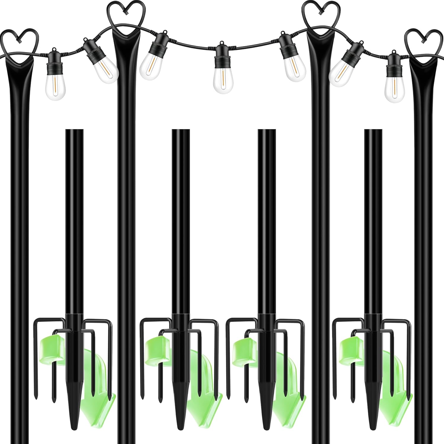XDW-GIFTS String Light Poles for Outdoor Use, 4 Pack 9.8 FT