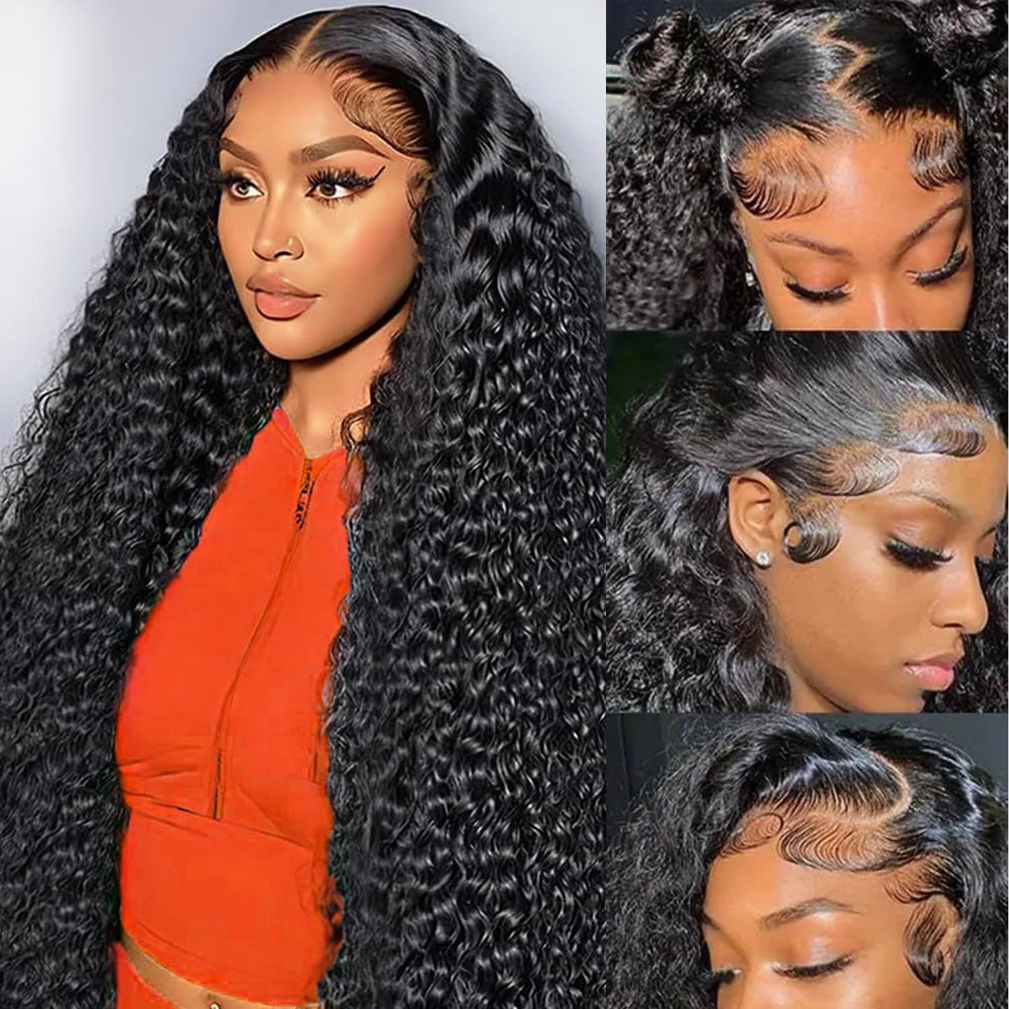 Deep Wave Lace Front Wig - 24-Inch HD Transparent Style