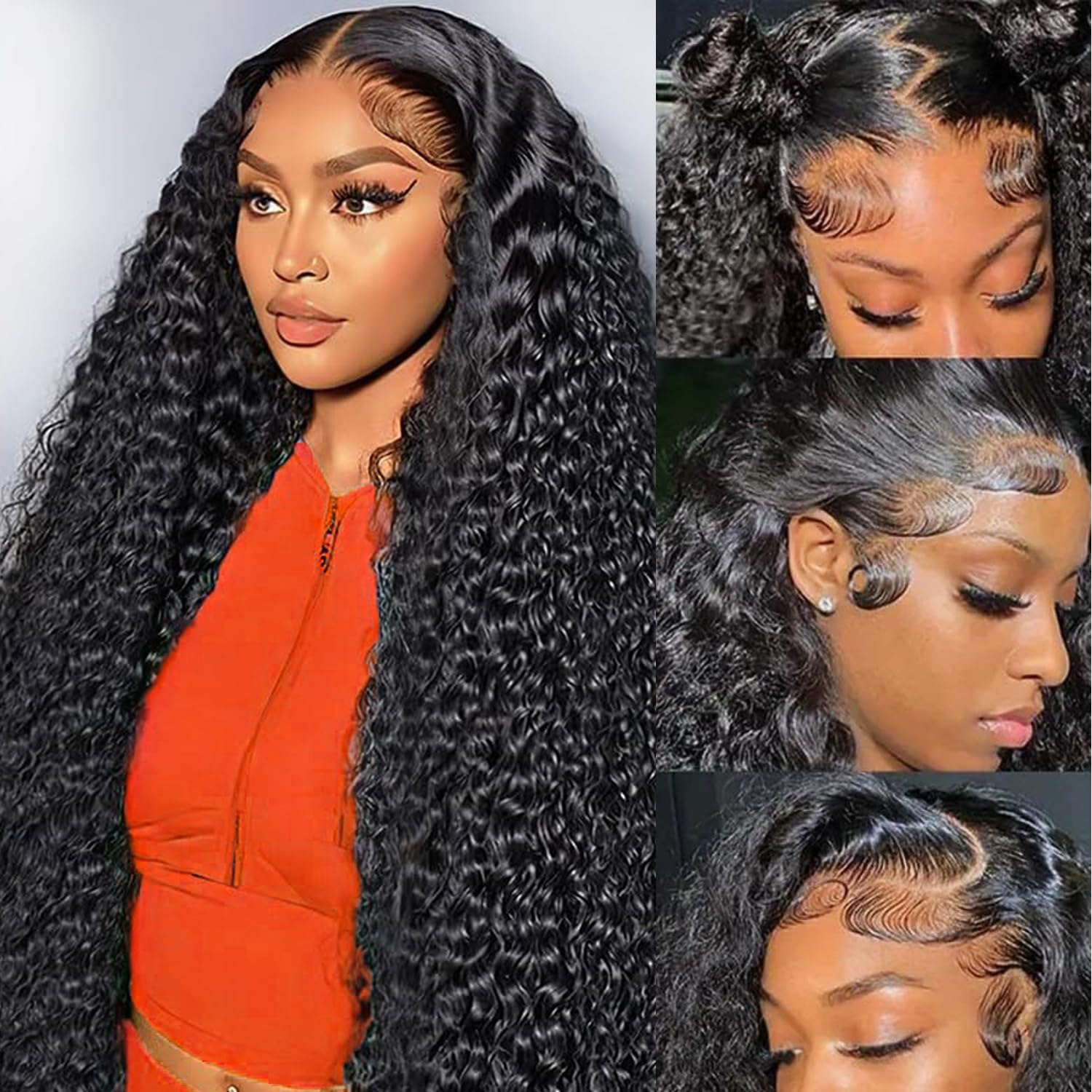 Deep Wave Lace Front Wig - 24-Inch HD Transparent Style