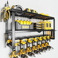 Power Tool Organizer: Heavy Duty Wall Mount Rack - 150lbs Load, 3 Layers, 7 Drill Holders