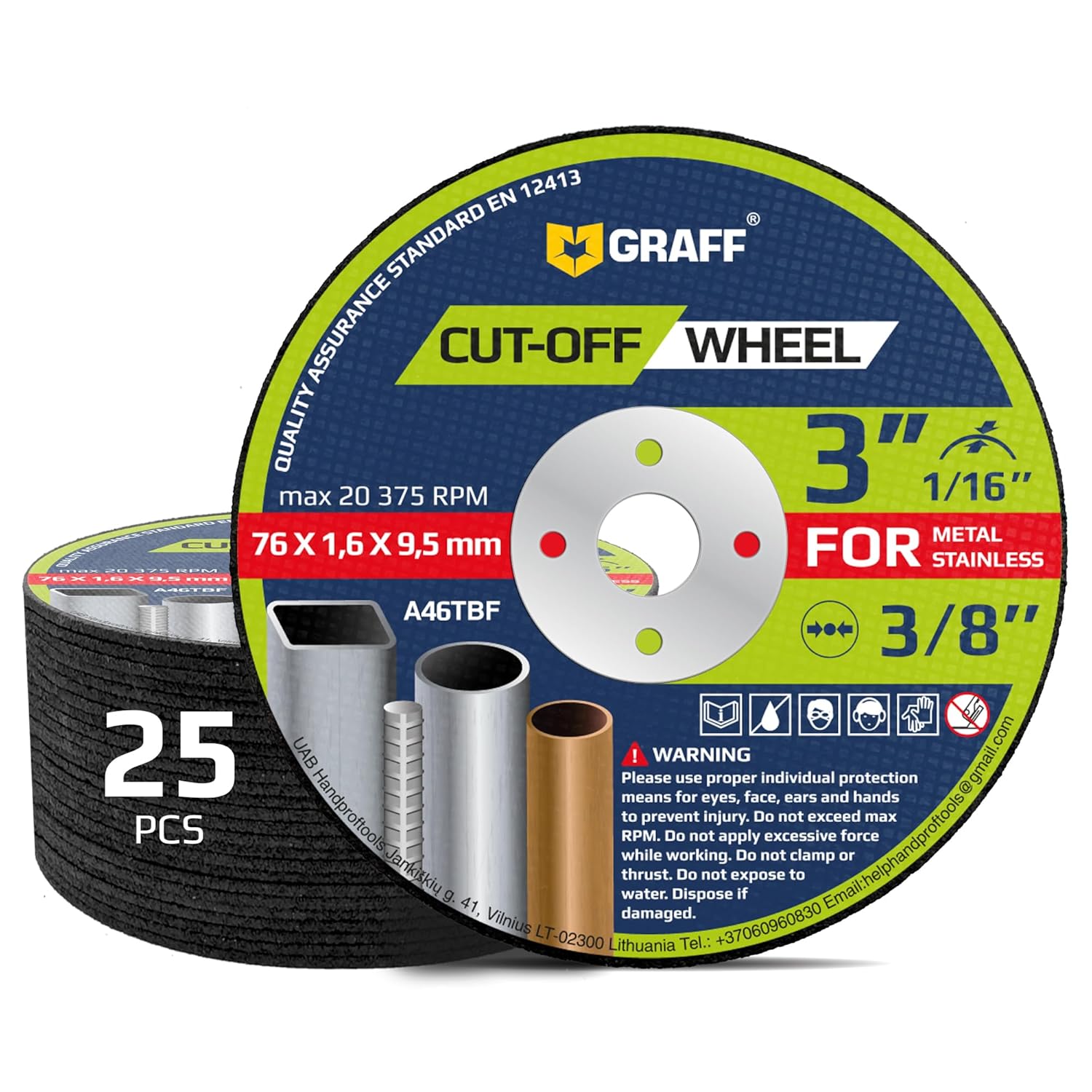 Fast Cut 3 Thin Metal Cutting Discs by GRAFF (25 Pack)