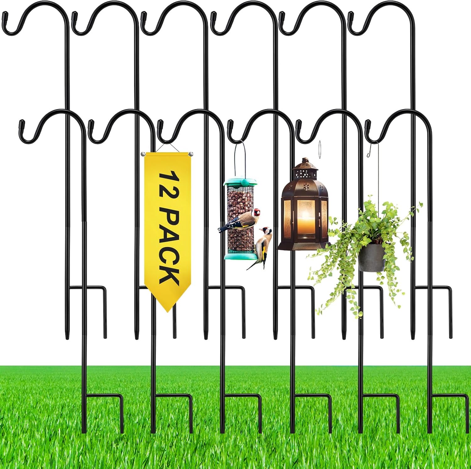 Shepherds Hook for Outdoor Adjustable Bird Feeder Pole Metal
