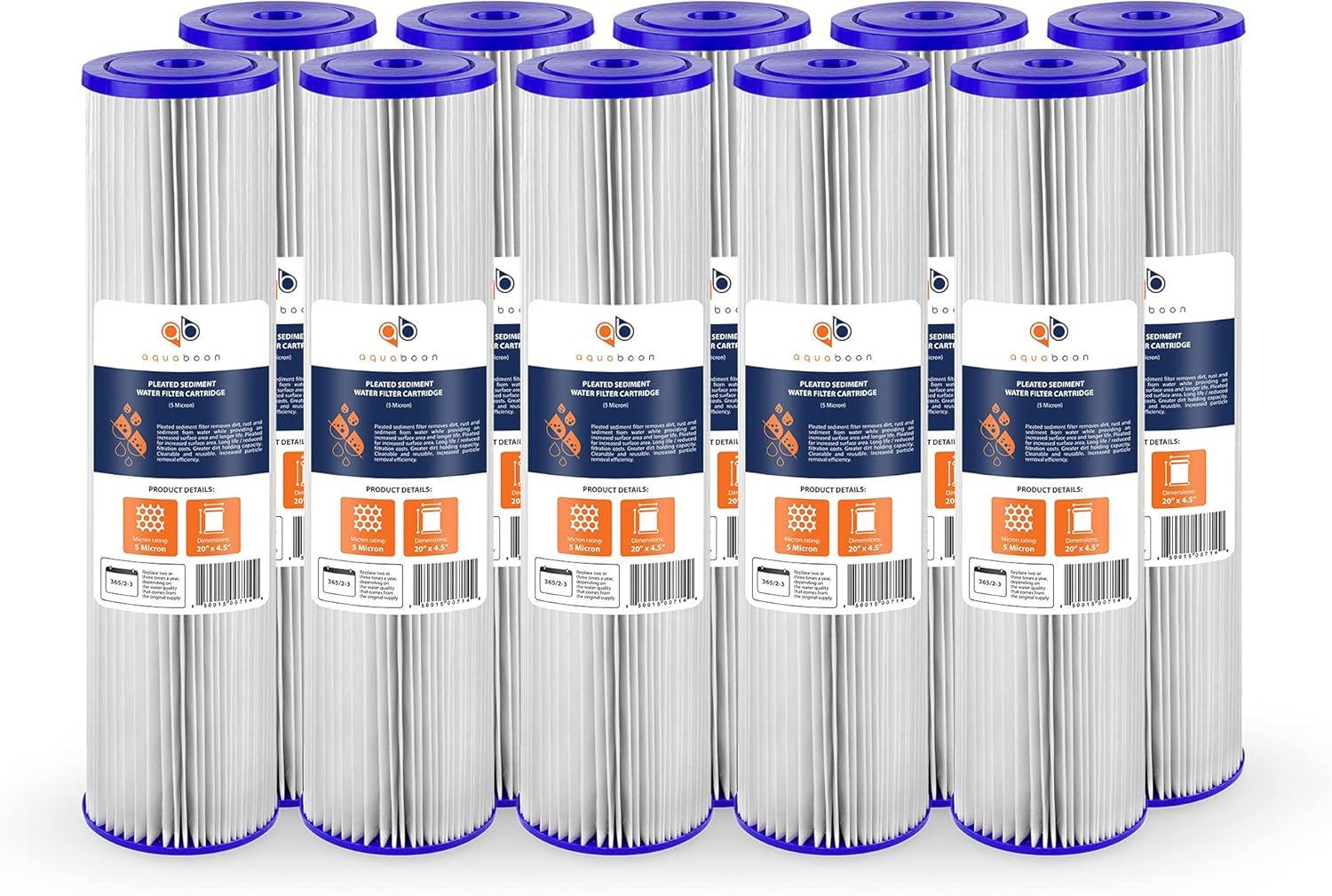 Aquaboon 20 Inch Whole House Pleated Water Sediment Filter