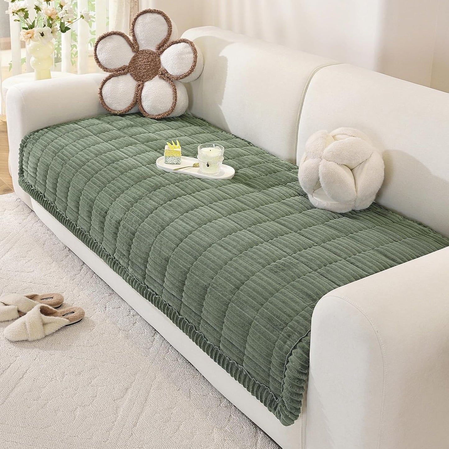 Couch Cover for Dogs Washable, Soft Fuzzy Sectional Sofa Cover
