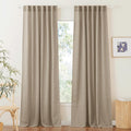 Khaki Linen Curtains 95 in Rod Pocket & Back Tab - Light Filtering