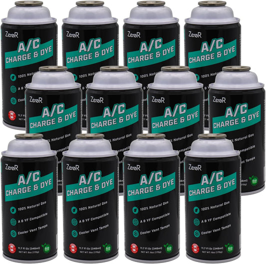 ZeroR AC Refrigerant R134a Replacement - 12 Cans with SSV Top