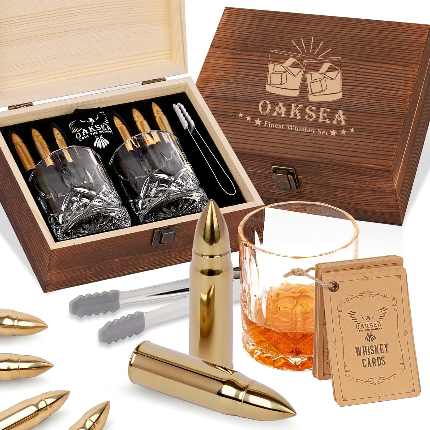 Unique Whiskey Stones and Glasses Set for Men Dad Husband Gifts