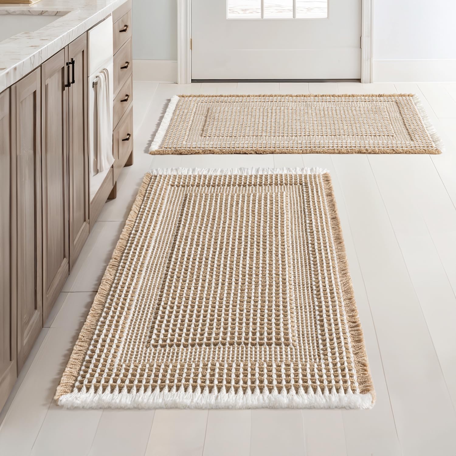 MIULEE Set of 2 Waffle Bathroom Rugs for Cozy Bath Experience
