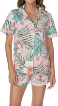 LUBOT 100% Cotton Pajamas for Women 2 Piece Set - Short Sleeve Comfort