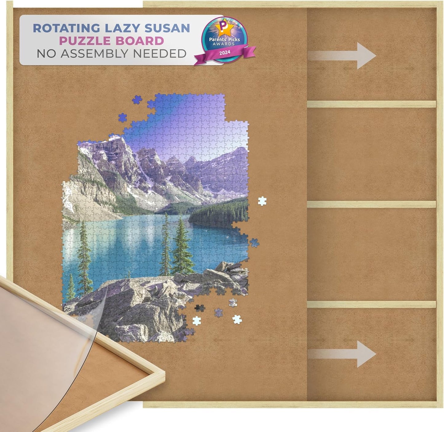 1000 Piece Wooden Jigsaw Puzzle Board with 4 Drawers Design