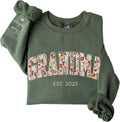 Custom Floral Applique Embroidered Grandma Sweatshirt - Personalized