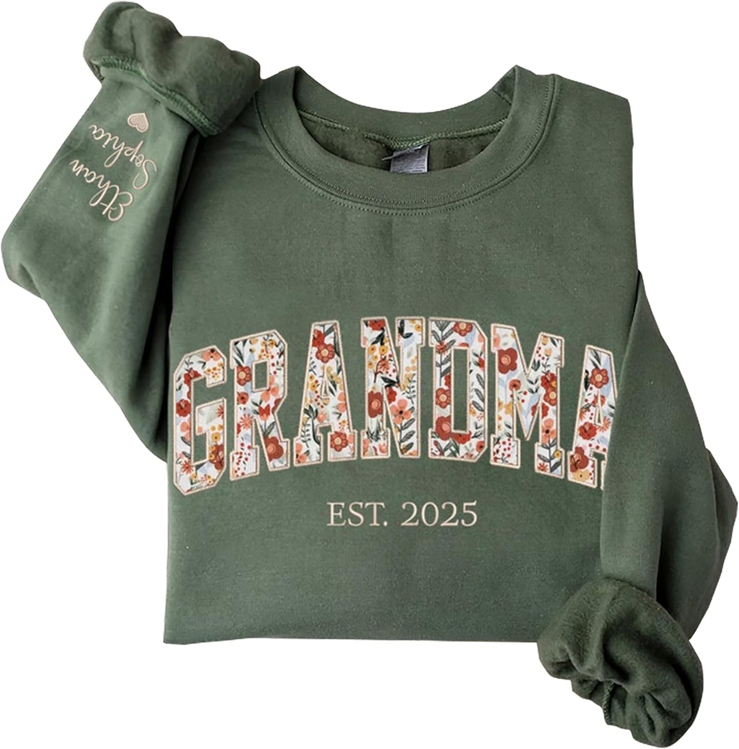 Personalized Grandma Sweatshirt with Custom Floral Applique - GAMMIE - Unique Gift
