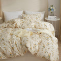 Botanical Floral Comforter Set King - Cozy Boho Yellow Flower