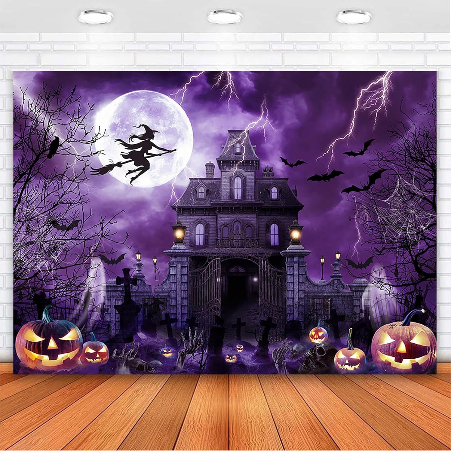 Avezano Halloween Backdrop for Photography Scary Moon Night