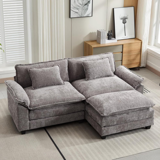 86 Inch Modular Sectional Sofa - Comfy Cloud Couch with Ottoman