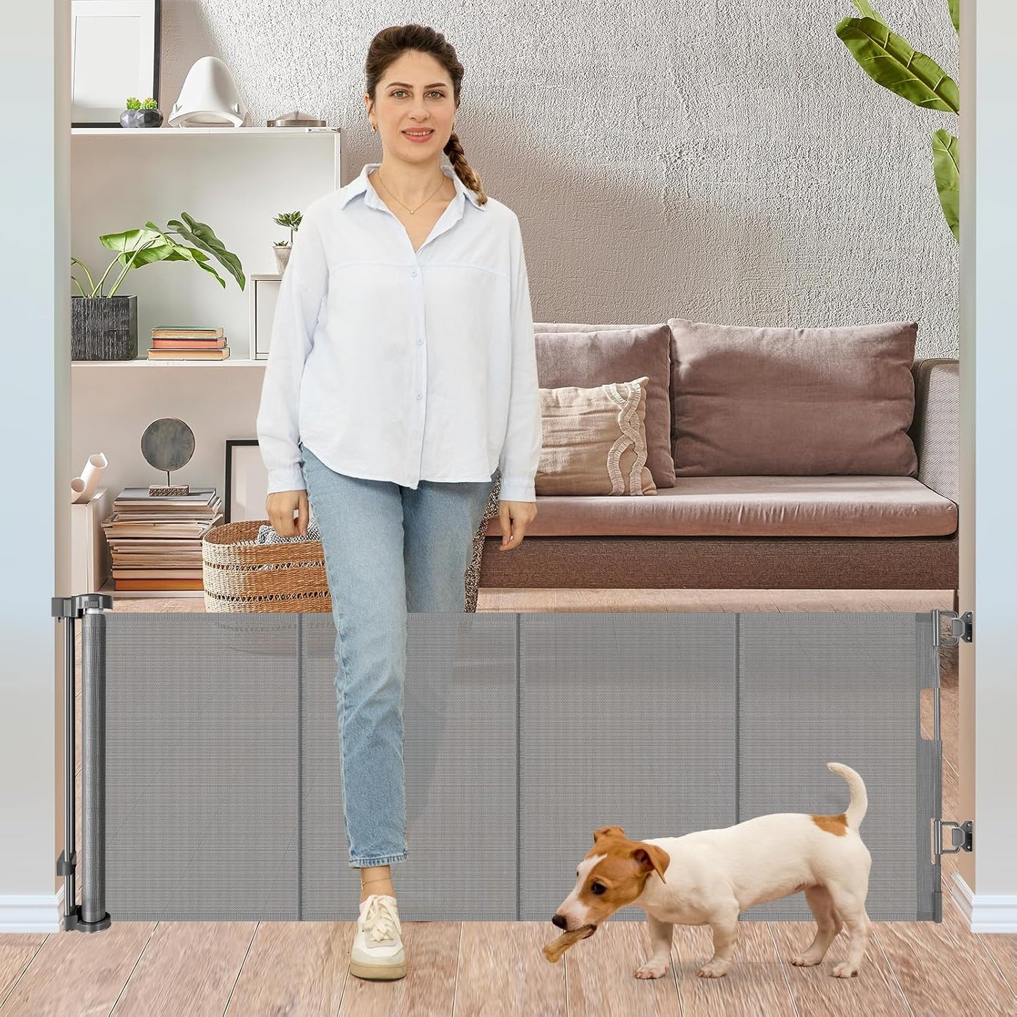 Retractable Baby Gate for Dogs 24 Inches Tall and 55 Inches Wide