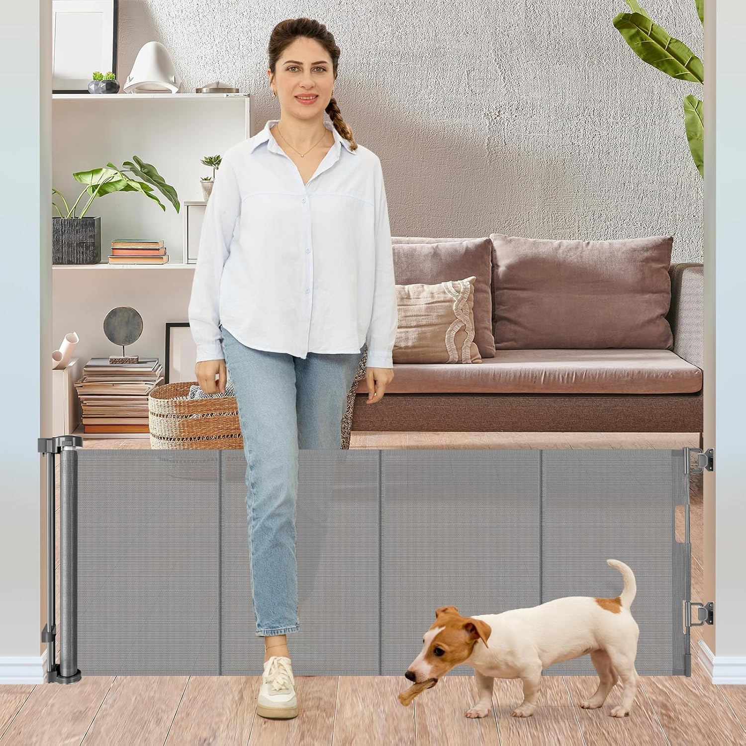 Retractable Baby Gate for Dogs 24 Inches Tall and 55 Inches Wide