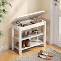 Shoe Rack Bench Seat 2-Tier Wooden Storage Bench - Compact Entryway